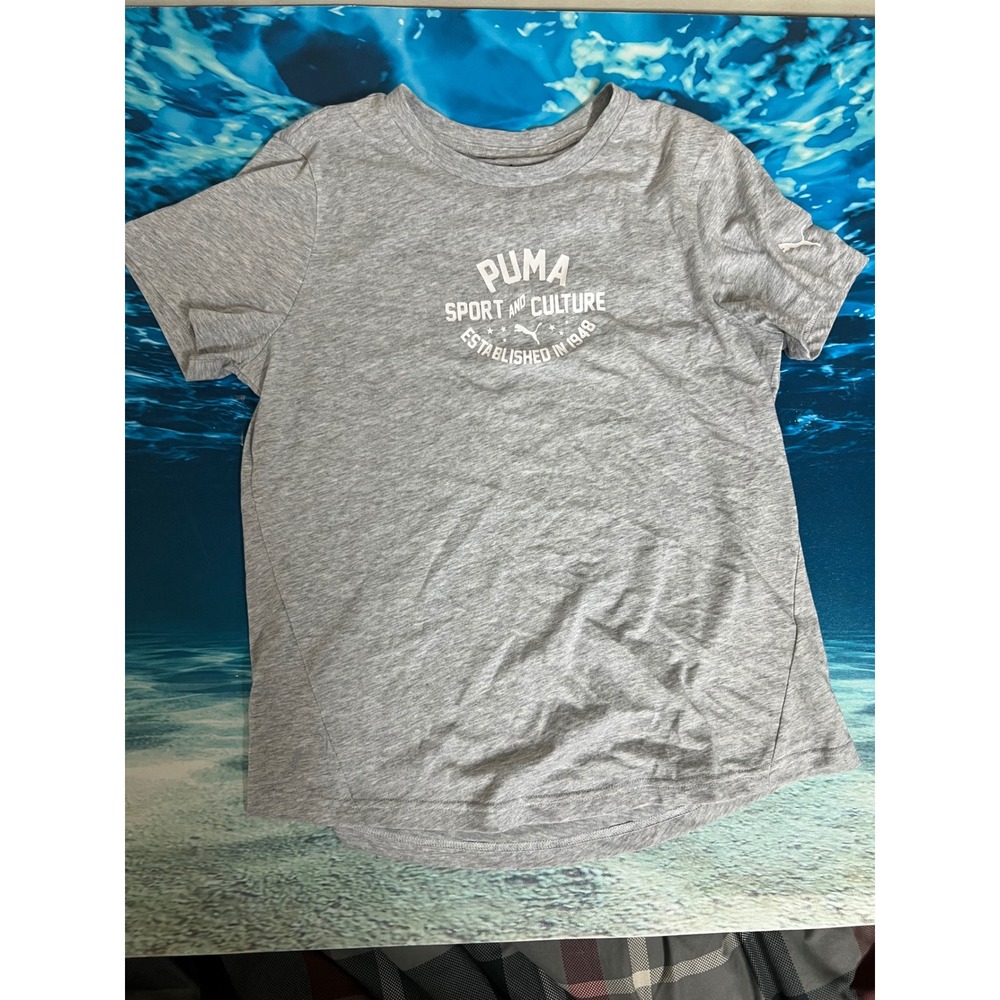 ☀️SIZE MEDIUM Puma Sport and Culture Heather Grey Graphic Tee Shirt Womens